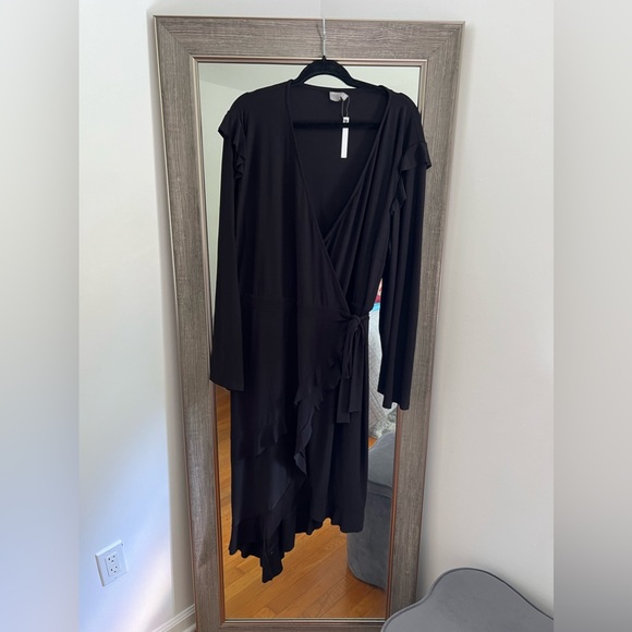 ASOS CURVE Black wrap dress size 24 NWT - Picture 2 of 12